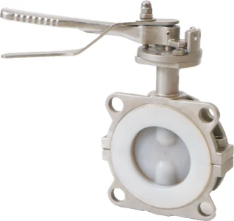 Fluoropolymer-lined butterfly valve