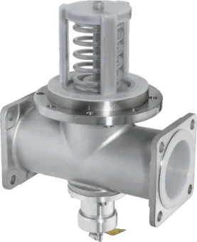 Fluoropolymer-lined emergency valve